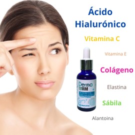 DERMAQUIM - Potente Anti Edad con Ácido Hialurónico, Colágeno, Vitamina C, Vitamina E, Sábila, Elastina y Alantoina - Facial, Previene y Reduce Arrugas, Líneas de Expresión y Manchas (60, Gramos)