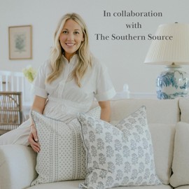 CPC 100% Cotton Throw Pillow Covers 20x20 Inch, Set of 2 Block Print Pattern Couch Pillow with Hidden Zipper, in Collabaration with Southern Source- Misty Grey Trelis