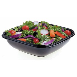 SABERT 18048B300 Square Bowl2 Medium 48 oz Clear Plastic Bowl - 7 1/2" sq x 3" D