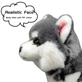 FRANKIEZHOU - Peluche realista de Husky gris de 11 pulgadas, juguete de peluche de Alaska, animal de peluche realista suave y duradero, juguete para niños, juguetes de niña, regalos para niños,