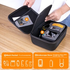 TurnRasie Original Endoscope Camera Carrying Case, Wireless Borescope Carrying Bag for WiFi & USB Scope Camera, Large-Capacity Hardshell Case for 5" Screen Inspection Camera & Cable Less Than 15m