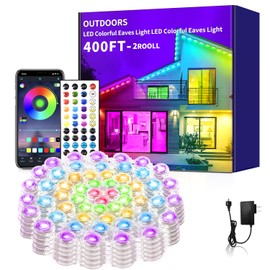 Yocrostar Permanent Outdoor Lights 400ft,RGB Eaves Lights,IP67 Waterproof Year Round Outdoor Lights,Decorative House Lights for Party,Daily,Rooftop,Garden,Patio（2 Rolls 200ft）