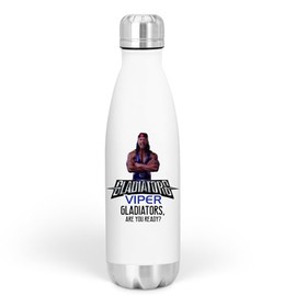 Male Gladiator Character Bottle - TV Show are You Ready? Battle Games Present Gift Water Coffee Thermo Durable Insulated Lightweight (White, One Size, Gladiators, Viper)