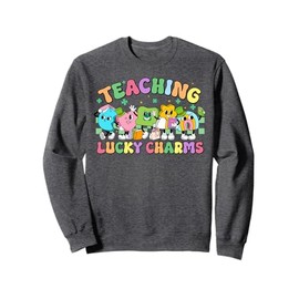 Cute Groovy Teaching Lucky Charms St Patricks Day Teachers Sweatshirt
