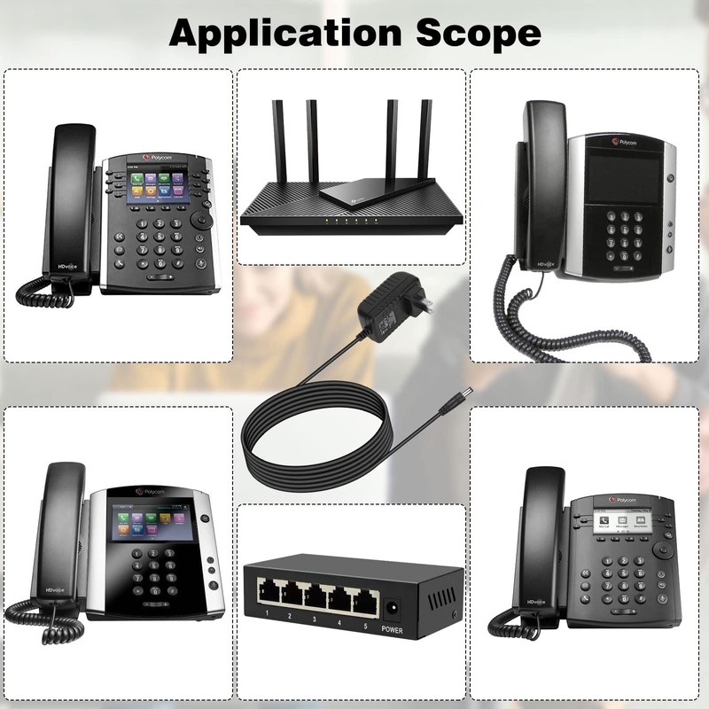 for Polycom Power Cord Works with Multiple Polycom Phone Models