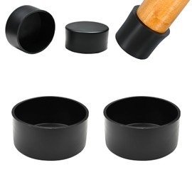 EASYEAH 2-15/16" (74.5mm) Silicone Chair Leg Floor Protectors, Rubber Chair Leg Caps, Non-Slip Furniture Pads Round Chair Feet Covers End Caps for Hardwood Floors, Patio & Table Foots, Black (2PCS)