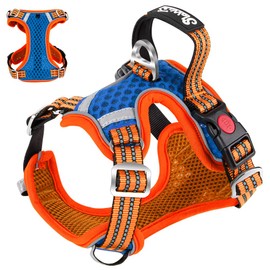 Eyein Dog Harness Large, Air Mesh Breathable Adjustable Reflective Vest, No Pull Escape Proof Sports Puppy Harness with Lockable Buckle & Padded Soft Handle for Training or Walking (Orange,XL)