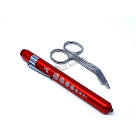 Heavy Duty Reusable Penlight + Nurse Doctor Medical Lister Bandage Scissors Shears (A2ZSCILAB) (Red + Scissors 3.5")