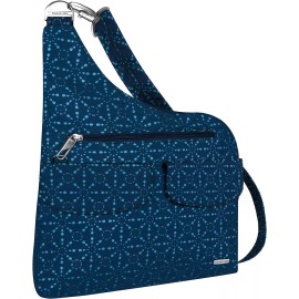 Travelon Anti-Theft Cross-Body Bag, Two Pocket (A B/W SMALL FLOWER PRINT)