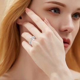 ONEFINITY Cross Rings for Women Sterling Silver Origami Cross Ring Jewelry Christian Gifts For Women