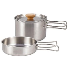 zaoalife 2pcs Camping Cookware Set Outdoors Stainless Steel Cookware Non-Stick Lightweight Pot Pan Set for Outdoor Camping, Hiking, Backpacking
