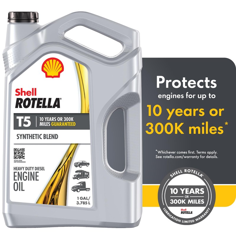 Shell Rotella T5 Synthetic Blend 15W-40 Diesel Engine Oil, 1