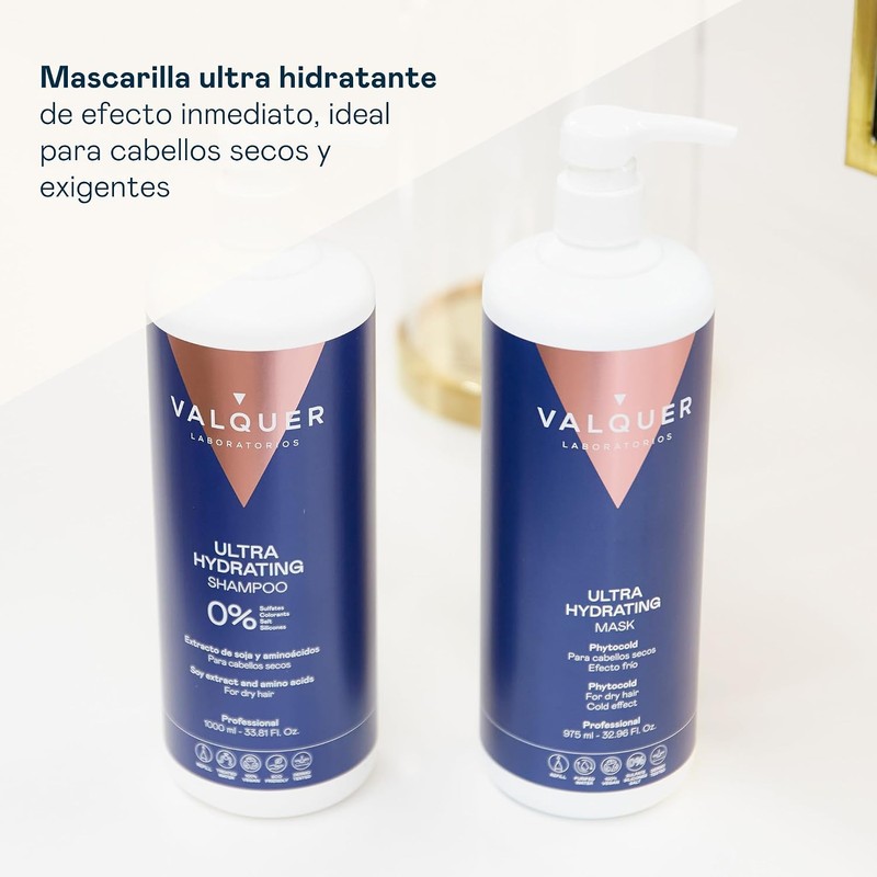 VALQUER Pack Ultra Hidratante Shampoo 1 L y Mascarilla 975