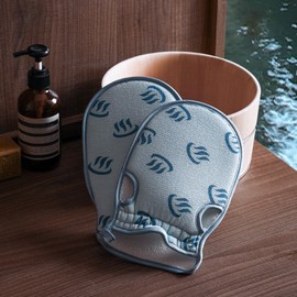 SHIMOYAMA Exfoliating Gloves, 2 Pack Small Bath Scrubbing Mitt, Deep Body Scrub Exfoliator Shower Glove, Dead Skin Remover for Women Men, ​Aqua Blue