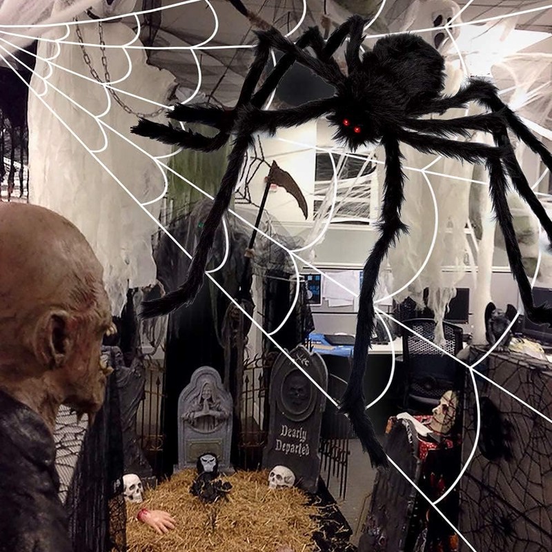 200" Halloween Spider Web & 59" Giant Spider Decorations