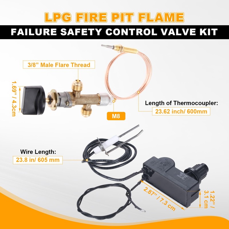 Low Pressure LPG Propane Gas Fireplace Fire Pit Flame Failure