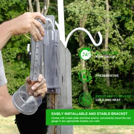Holdly Precise Rain Gauge with Mounting Bracket, Outdoor Rain Gauge Accurate to 1/100th of an Inch, Made of UV and Heat Resistant Polycarbonate Material for All Weather Conditions
