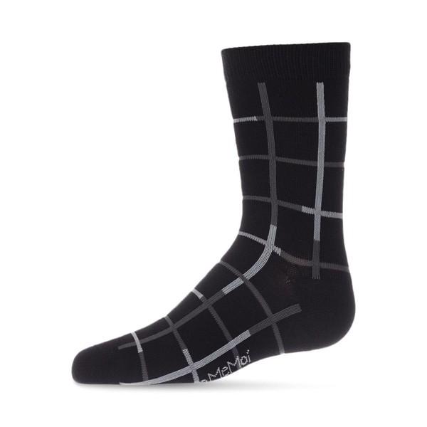 MeMoi Boys' Window Pane Crew Socks Black 7-8