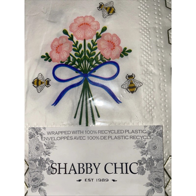 3 Shabby Chic Posey Flowers & Bees Cocktail Napkins decoupage