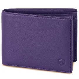VON HEESEN Men's Leather Wallet with RFID Protection - Genuine Leather Wallet for Men - Women's Wallet, Violet, landscape large (trifold)