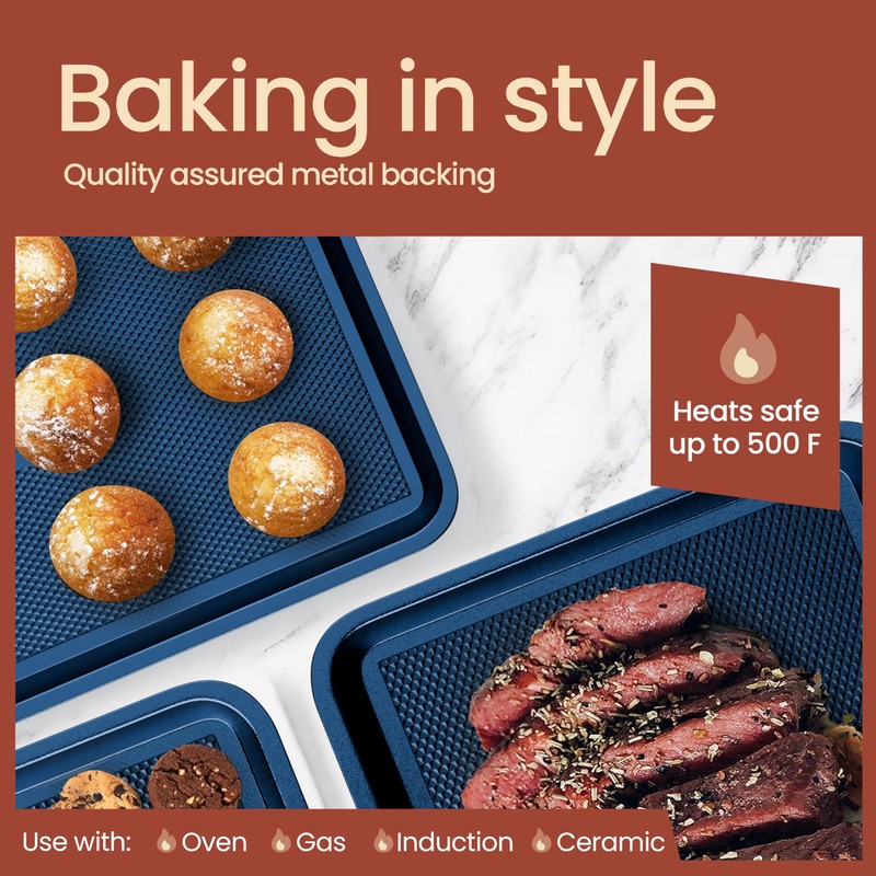 Diamond Bottom Cookie Sheet Set of 2, Nonstick Blue Carbon