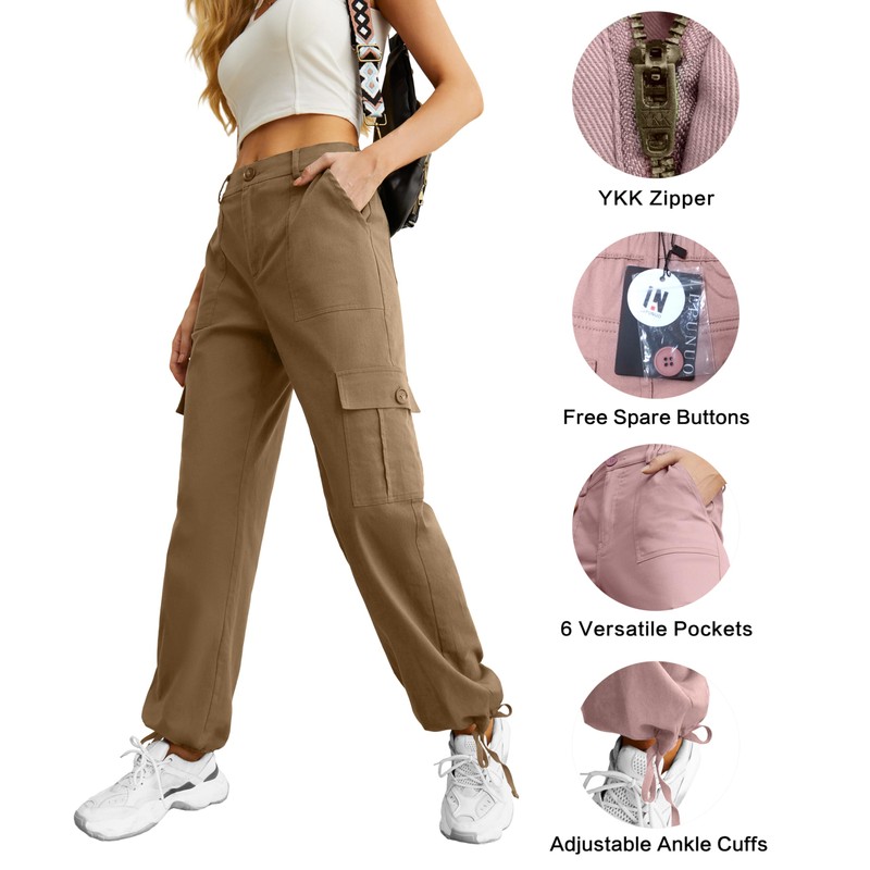 Lepunuo Cargo Pants for Women Baggy Zipper Y2K Pants Light