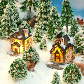 Skylety 70 Pieces Model Trees 1.2-6.3 Inch Mixed Model Tree Train Scenery Architecture Trees Fake Trees for DIY Crafts, Building Model, Scenery Landscape Natural Green (Novel)