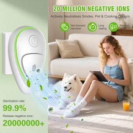 2 Pack Plug in Air Purifier, Plug In Negative Ion Air Purifier Releases 20 Million Negative Ions, Ultra Quiet & Filter-Free, Ideal for Pet Areas, Smokers, Baby Rooms & Bathrooms