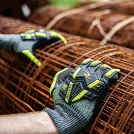 Radians Unisex Cut Resistant A6 Nitrile Glove with TPR and TEKTYE™ Yarn, Black/Gray, Size M