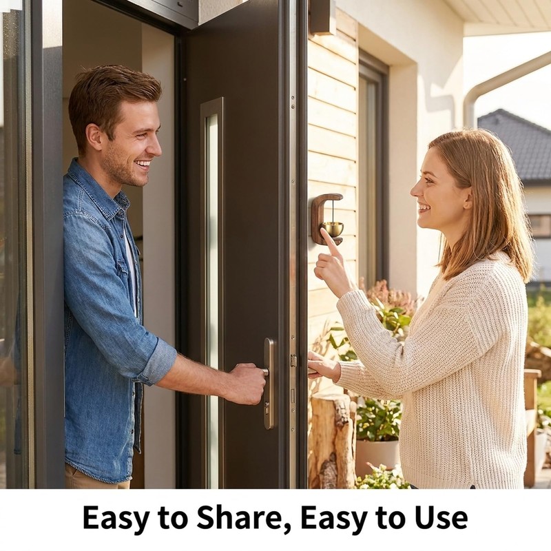 1 Pack Magnetic Brass Doorbell, Clear Sound Door Chime, Hands-Free