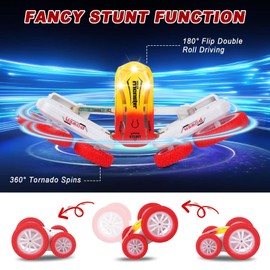 YAZHIYI Remote Control Car, Double-Sided RC Stunt Car, 360° Rotating 4WD Off-Road RC Cars with Lights and Sounds, 2.4Ghz Rechargeable RC Toy Car for Boys 4-7 8-12 Birthday Xmas Gift