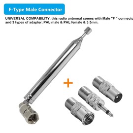 Ancable 75 Ohm Telescopic DAB Radio Aerial Antenna for HiFi AV Receiver Mini System, Ancable FM Aerial Indoor Antenna Unbal