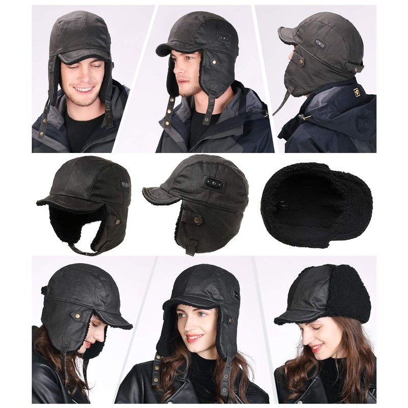 Comhats Oversize Waterproof 3XL XXXL Black Pilot Cap for Men