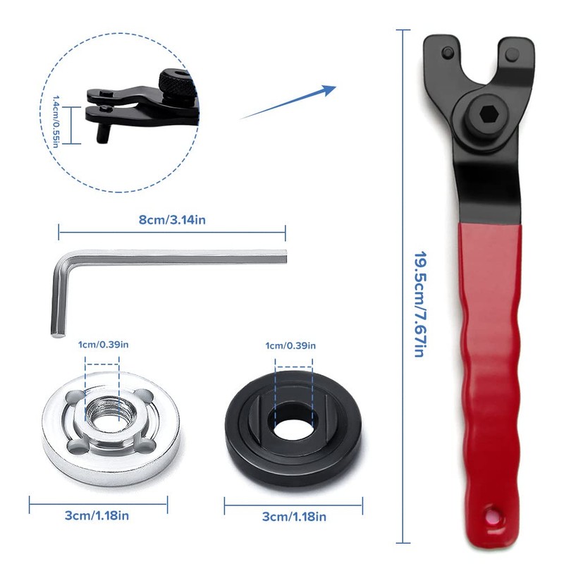 VooGenzek Angle Grinder Spanner, 10-52mm Adjustable, Red Black