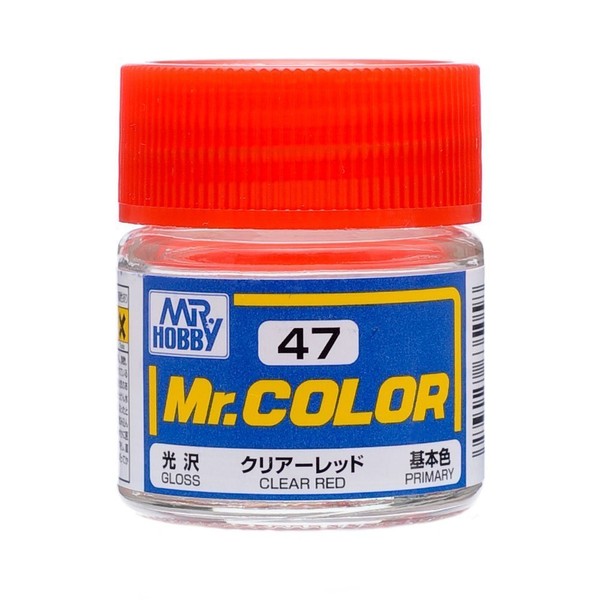 Gundam Mr. Color 47 - Clear Red (Gloss / Primary) Paint 10ml. Bottle Hobby