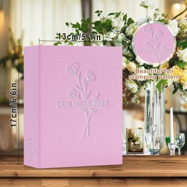 Lanpn Small Photo Album 6x4 2 Packs, Each Pack holds 50 Pictures, Slip in Pockets Mini OUR MEMORIES Linen Top Loading Photo Albums for Portrait Only 10x15cm Picture Pink