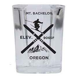 R and R Imports Mt. Bachelor Oregon Ski Snowboard 2 Ounce Liquor Shot Glass Square Base