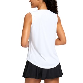 SANTINY Sleeveless Workout Tops for Women Breathable Lightweight Athletic Running Tank Tops Active Tennis Yoga Shirts (White_M)