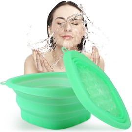 SaporeArt Ice Face Bowl, Upgraded Wider & Deeper Collapsible Silicone Facial Ice Bath Bowl with Built-In Ice Mold, Soothes Puffiness & Redness, Ideal for Home and Travel