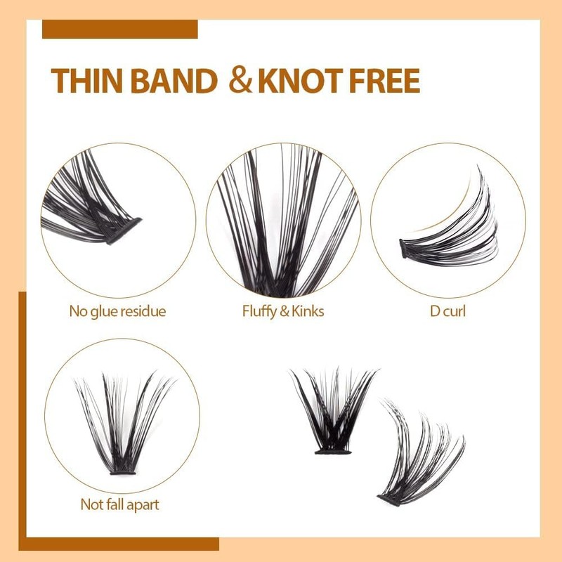 FANDIQ Individual Eyelashes 224PCS Natural Cluster Lashes D Curl Lashes