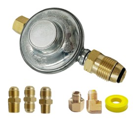 MENSI Upgraded POL Low Pressure Propane Regulator Outlet 11" WC without Over Flow Setting with Universal 1/4" NPT, 3/8" Male Flare Fitting Converters Kit