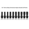 CASOMAN 10 PCS 1/2" Drive Deep Universal Impact Socket Set,