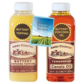 Amish Country Popcorn | Buttery Popcorn Toppings | 2 Pack - 1 Buttery Topping & 1 Canola Oil | Old Fashioned with Recipe Guide
