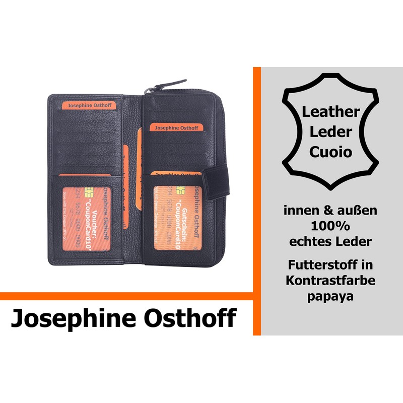Josephine Osthoff Bremen Compact Genuine Leather Wallet with RFID Protection,