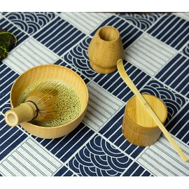 ANCLLO 5 Piece Japanese Matcha Tea Set Whisk Bowl Holder Bamboo Spoon Bamboo Matcha Tins for Traditional Japanese Tea Ceremony