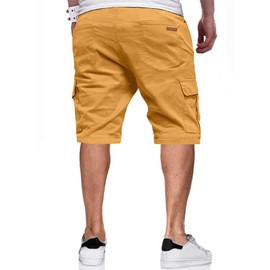 JMIERR Mens Casual Twill Cargo Shorts Cotton Drawstring Classic Cargo Chino Stretch Short with 6 Pockets for Men, US40(2XL), Yellow