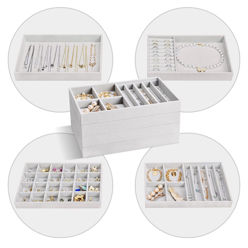 ProCase Stackable Jewelry Organizer Trays for Drawers, Jewelry Drawer Inserts