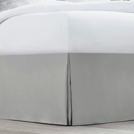 Nestl Silver Twin Bed Skirt - Twin Size Bed Skirt 14 Inch Drop - Brushed Microfiber Bed Skirts - Hotel Quality Pleated Bed Skirt - Shrinkage & Fade Resistant