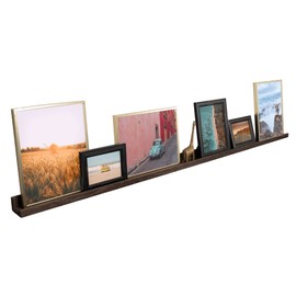 Rustic State Ted 72" Wall Mount Extra Long Narrow Picture Ledge Photo Frame Display - Wooden Floating Shelf for Living Room Office Kitchen Bedroom Bathroom - Burnt Brown