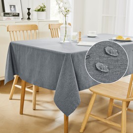 Deconovo Water Resistant Party Table Cloth Rectangle, Faux Linen Dining Table Cover for Home, 52x90in(132x229cm), Grey